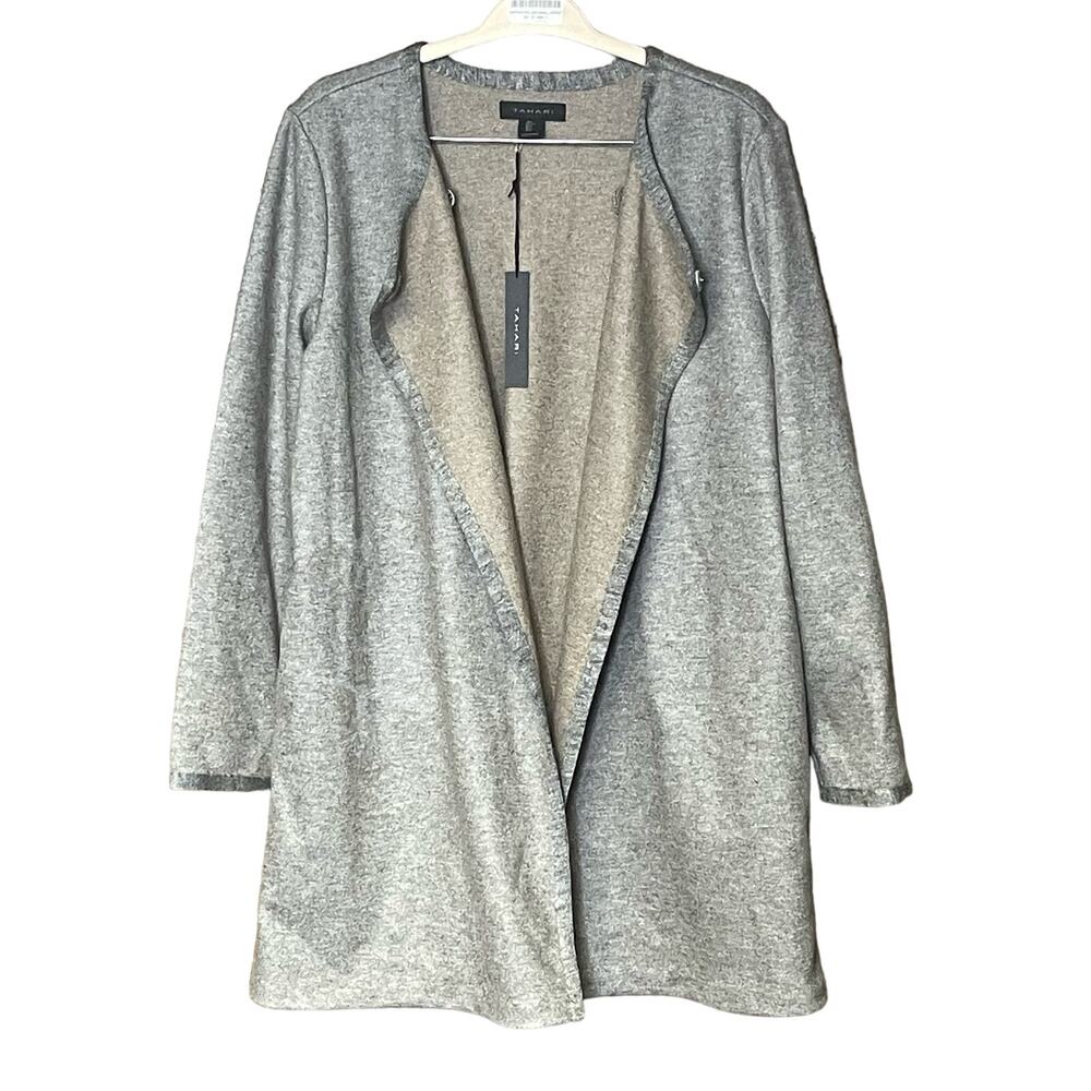 TAHARI wool blend coat long sleeve gray asymmetrical fall women’s size large